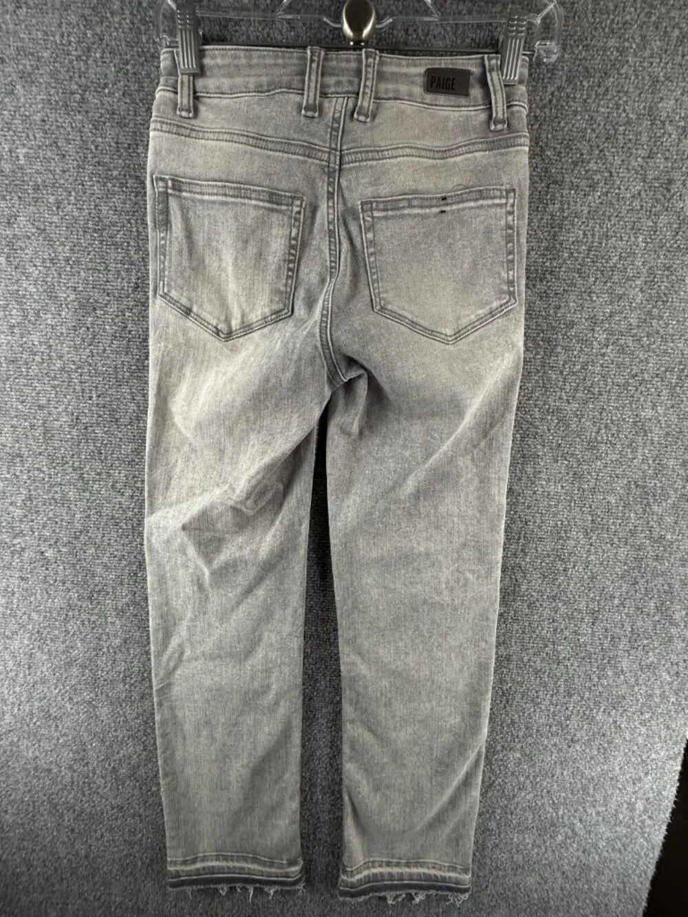 Paige Cindy Crop 24 Denim Gray Jeans Cotton Blend Soft Faded Asphalt ACTL 24X26